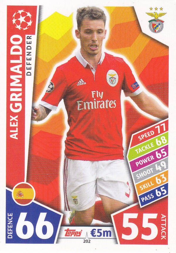 Alex Grimaldo / Benfica Lissabon / Topps Champions League 2017 / Basis Karte / Nr. 202