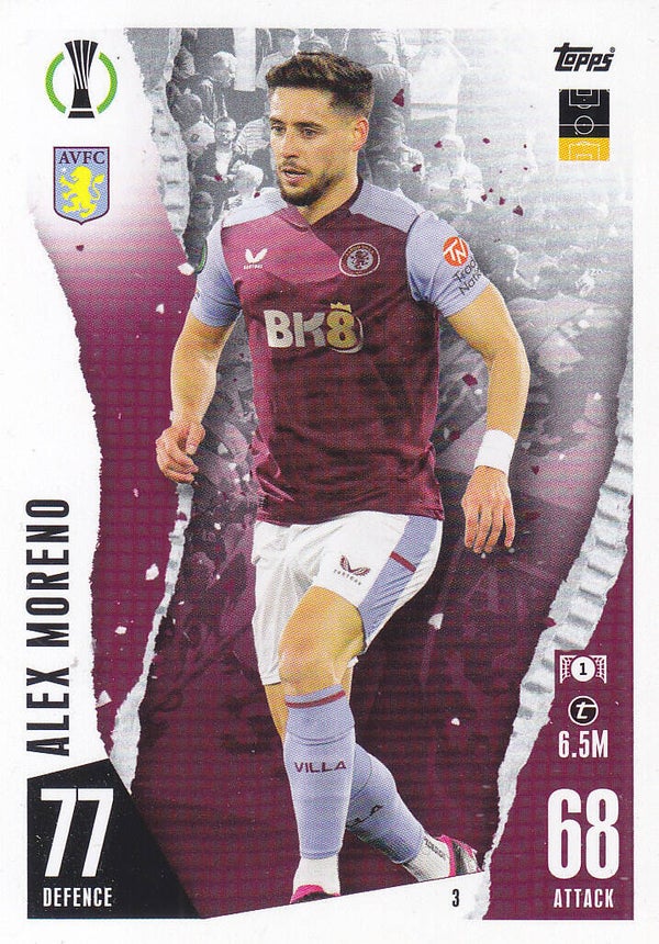 Alex Moreno / Aston Villa / Topps Champions League 2023 / Basis Karte / Nr.3