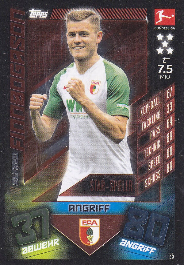 Alfred Finnbogason / FC Augsburg / Topps Match Attax 2019 / Star Spieler Karte / Nr.25