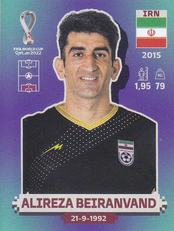 Alireza Beiranvand / Iran / Panini WM 2022 / Basis Bild / Nr. IRN 4