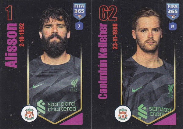 Alisson & Caoimhin Kelleher - FC Liverpool - Panini Fifa 365 Jahr 2024 - Basis Doppelbild - Nr.70a 70b