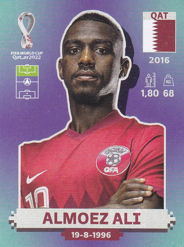 Almoez Ali / Qatar / Panini WM 2022 / Basis Bild / Nr. QAT 19