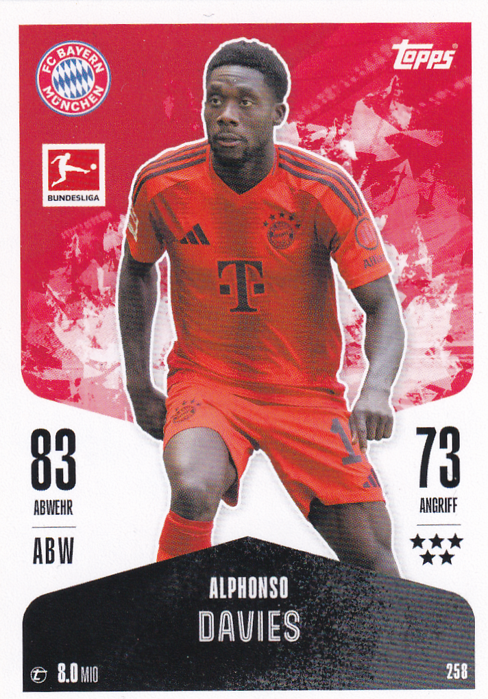 Alphonso Davies - FC Bayern München - Topps Match Attax 2024 - Basis Karte - Nr. 258