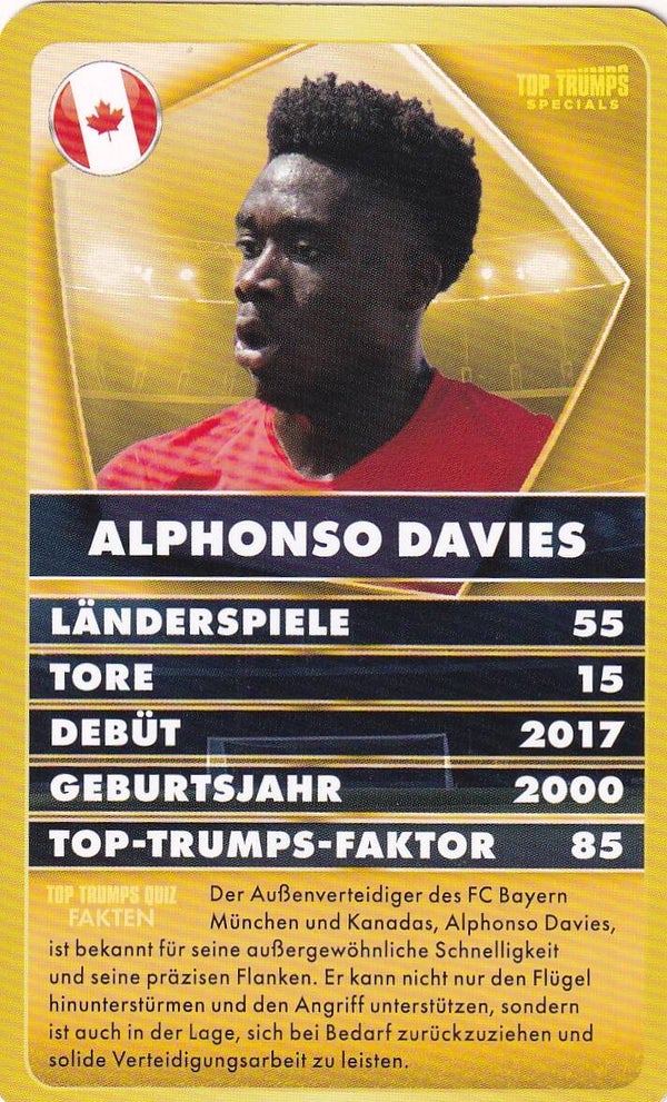 Alphonso Davies - Canada - Top Trumps Specials - Welt Fußball Stars