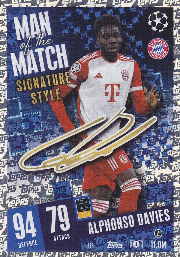 Alphonso Davies / FC Bayern München / Topps Champions League 2023 / Man of the Match  / Signature Style / Nr.416