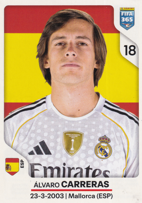 Alvaro Carreras - Real Madrid - Panini Fifa 365 Jahr 2026 - Basis Bild - Nr.501
