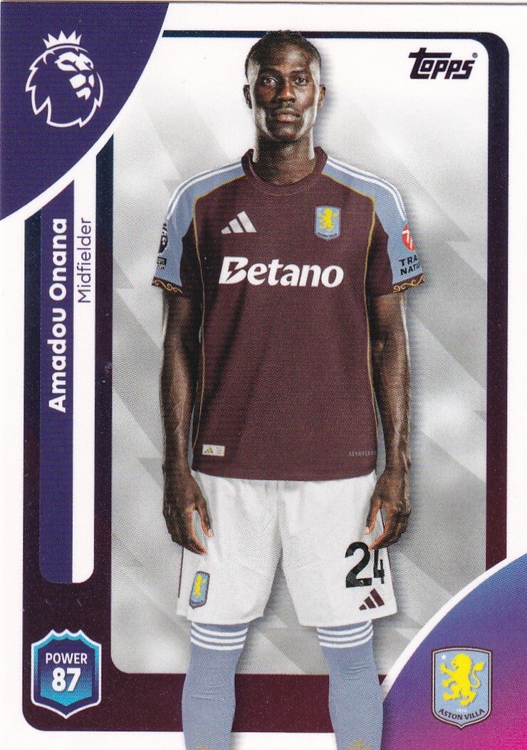Amadou Onana - Aston Villa - Topps Premier League 2026 - Basis Karte - Nr. 26