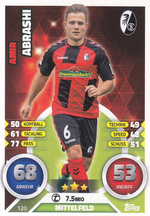 Amir Abrashi - SC Freiburg - Topps Match Attax 2016 - Basis Karte - Nr. 120