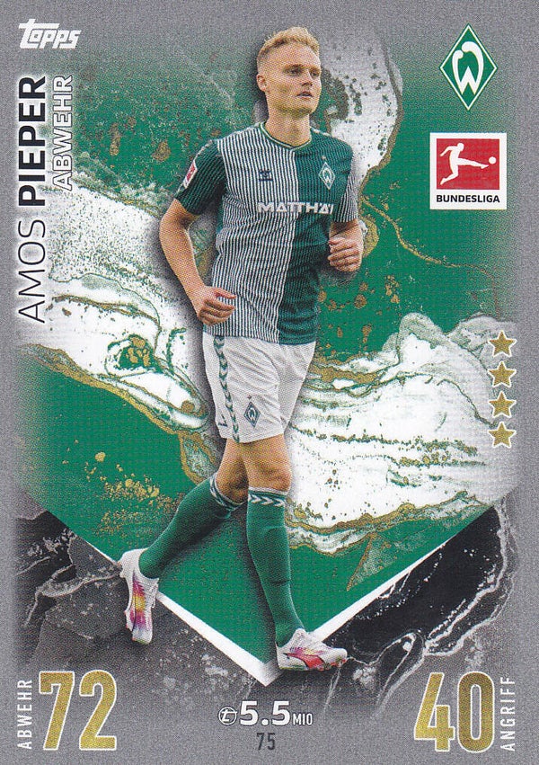 Amos Pieper / SV Werder Bremen / Topps Match Attax 2023 / Basis Karte / Nr.75