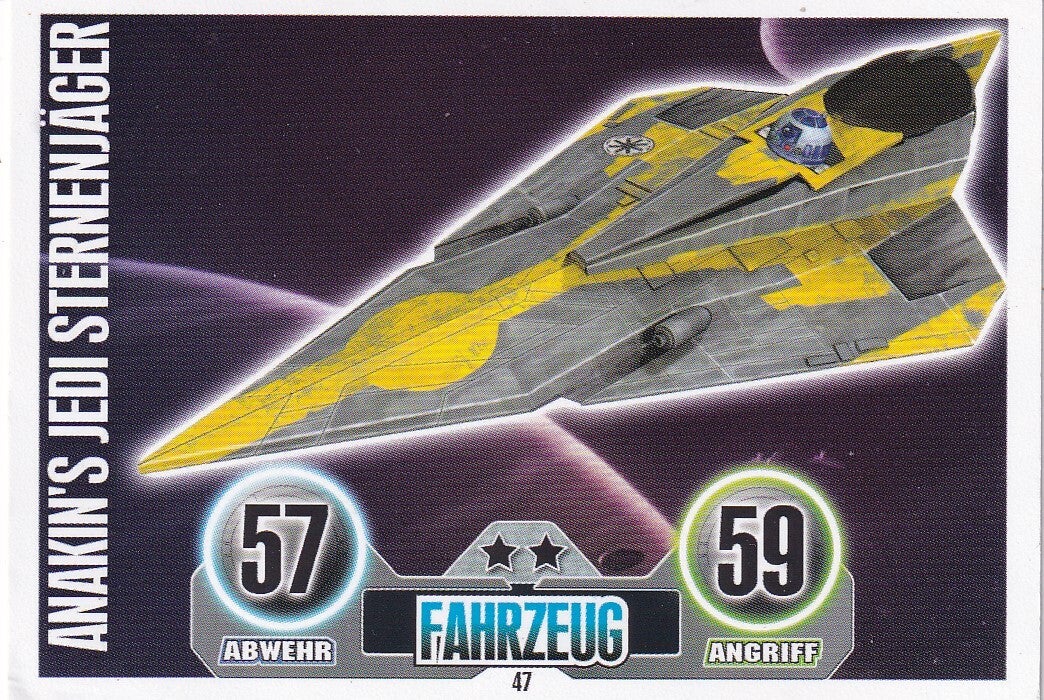 Anakin´s Jedi Sternenjäger / Topps Star Wars Force Attax 2010 / Fahrzeug / Die Republik / Nr. FA 47