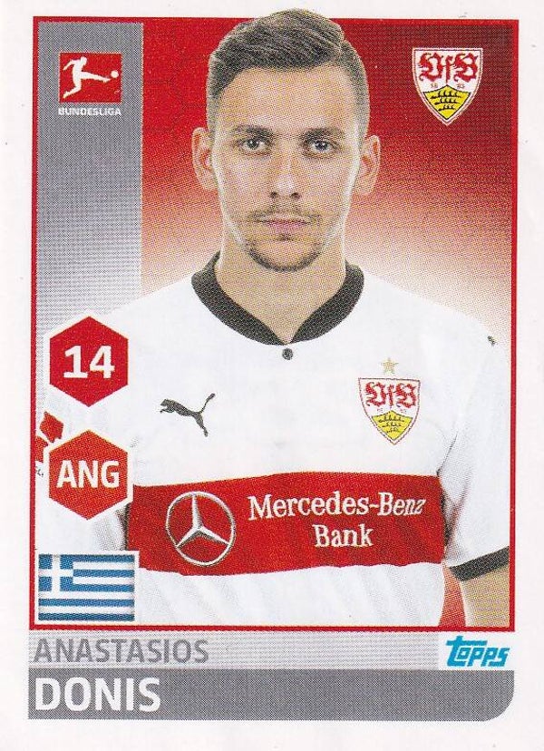 Anastasios Donis / VFB Stuttgart / Topps Bundesliga 2017 / Basis Bild / Nr. 254