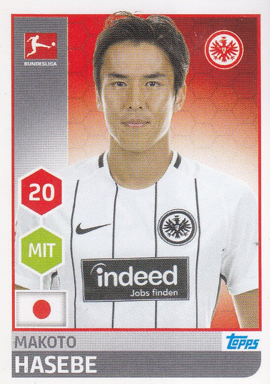 Makoto Hasebe / Eintracht Frankfurt / Topps Bundesliga 2017 / Basis Bild / Nr. 74
