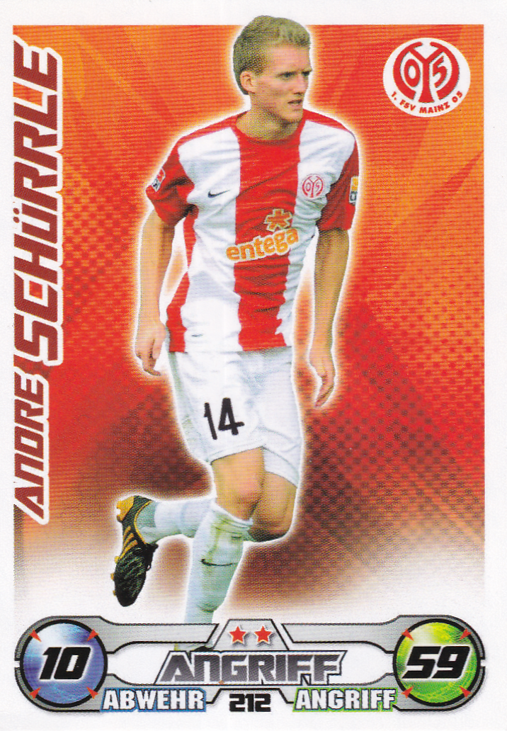 Andre Schürrle - 1.FSV Mainz 05 - Topps Match Attax 2009 - Basis Karte - Nr. 212