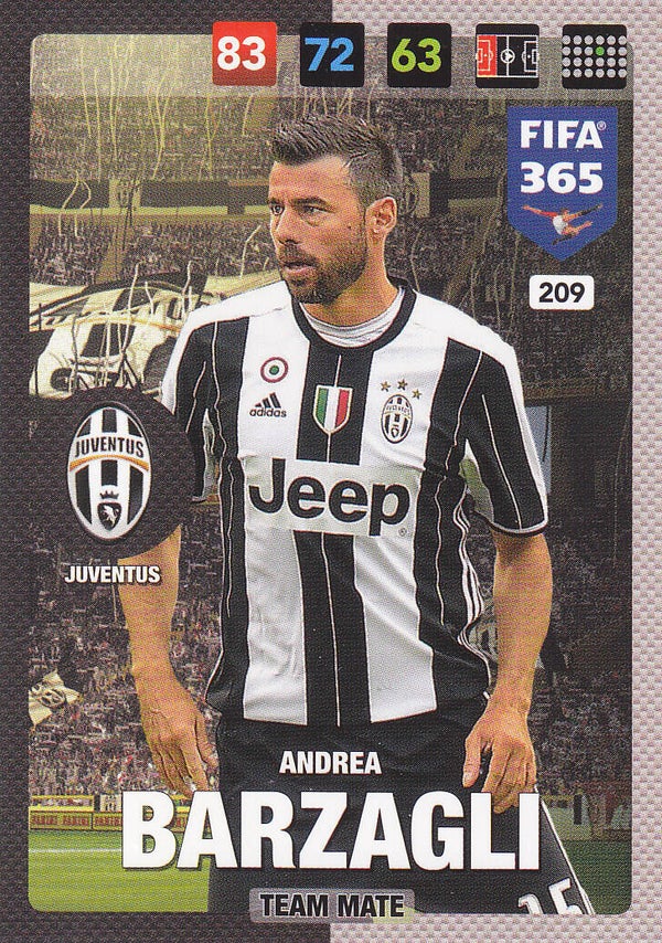 Andrea Barzagli / Juventus Turin / Panini Fifa 365 Jahr 2017 / Team Mate / Nr. 209