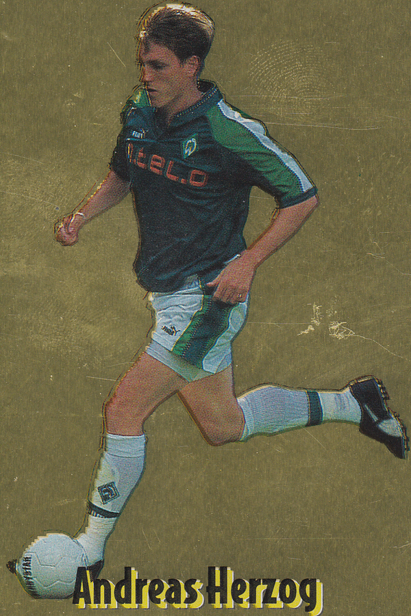 Andreas Herzog - SV Werder Bremen - Panini Bundesliga 1998 - Gold - Nr. 195