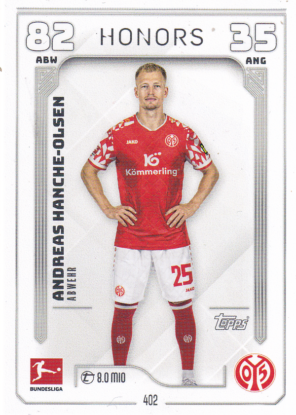 Andreas Hanche-Olsen - 1.FSV Mainz 05 - Topps Match Attax 2025 - Honors - Nr. 402