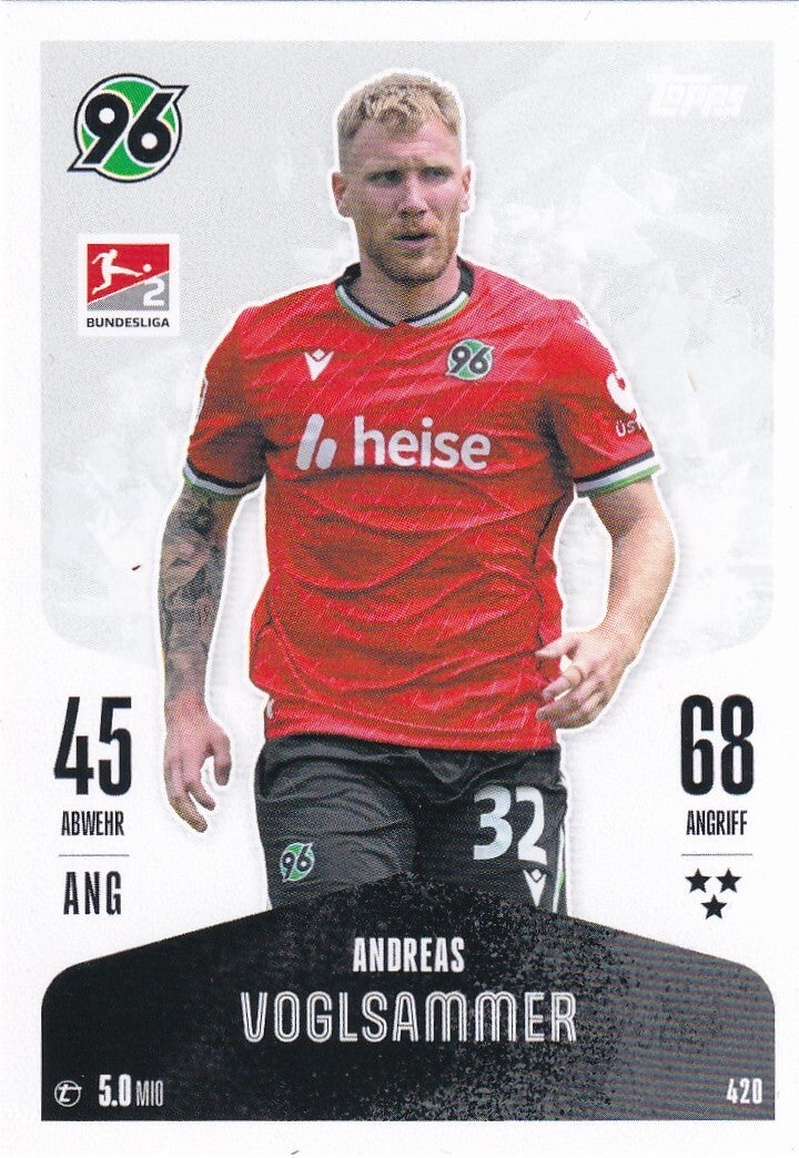 Andreas Voglsammer - Hannover 96 - Topps Match Attax 2024 - Basis Bild - Nr. 420