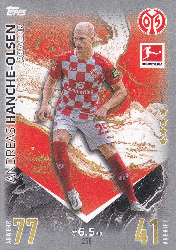 Andreas Hanche-Olsen / 1.FSV Mainz 05 / Topps Match Attax 2023 / Basis Karte / Nr.258