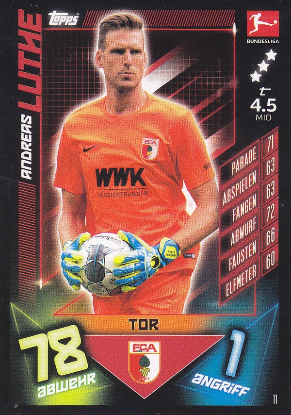 Andreas Luthe / FC Augsburg / Topps Match Attax 2019 / Basis Karte / Nr.11