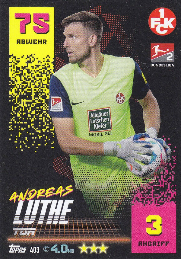 Andreas Luthe / 1.FC Kaiserslautern / Topps Match Attax 2022 / Basis Karte / Nr. 403