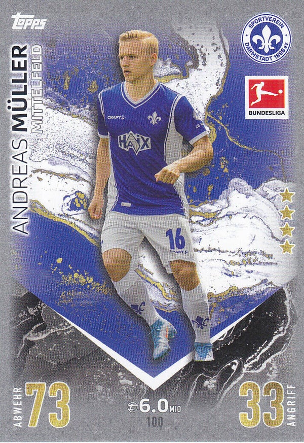 Andreas Müller / Darmstadt 98 / Topps Match Attax 2023 / Basis Karte / Nr.100