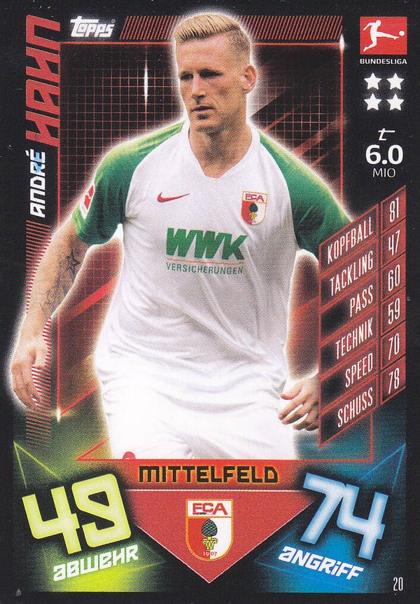 Andre Hahn / FC Augsburg / Topps Match Attax 2019 / Basis Karte / Nr.20