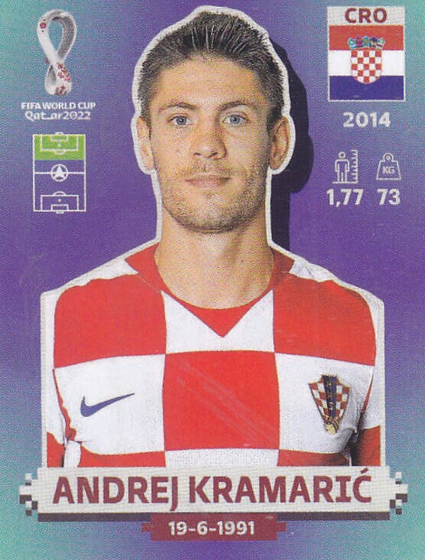 Andrej Kramaric / Kroatien / Panini WM 2022 / Basis Bild / Nr. CRO 18