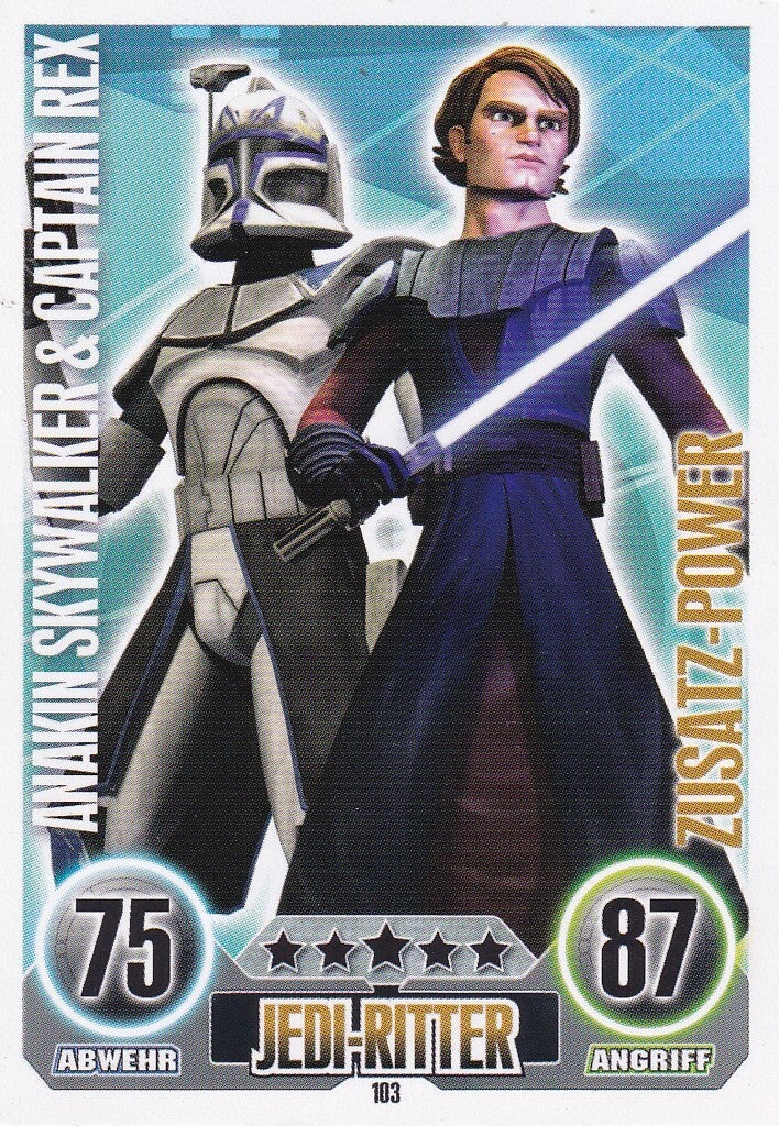 Anakin Skywalker & Captain Rex / Topps Star Wars Force Attax 2010 / Jedi-Ritter / Zusatz Power / Die Republik / Nr. FA 103