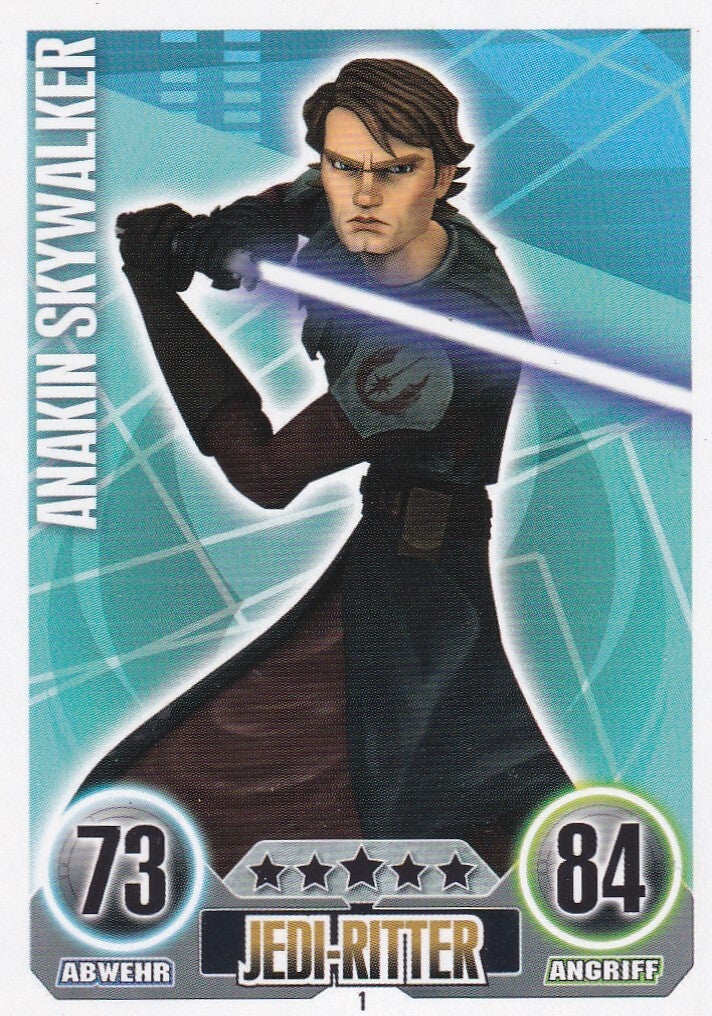 Anakin Skywalker / Topps Star Wars Force Attax 2010 / Jedi-Ritter / Die Republik / Nr. 1