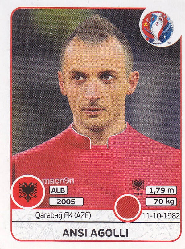 Ansi Agolli / Albanien / Panini EM 2016 / Basis Bild / Nr.74