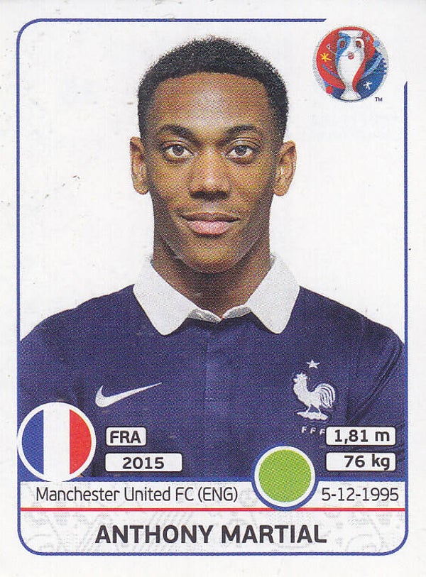 Anthony Martial / Frankreich / Panini EM 2016 / Basis Bild / Nr.36