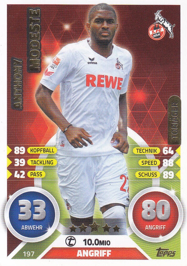 Anthony Modeste / 1.FC Köln / Topps Match Attax 2016 / Torjäger / Nr.197