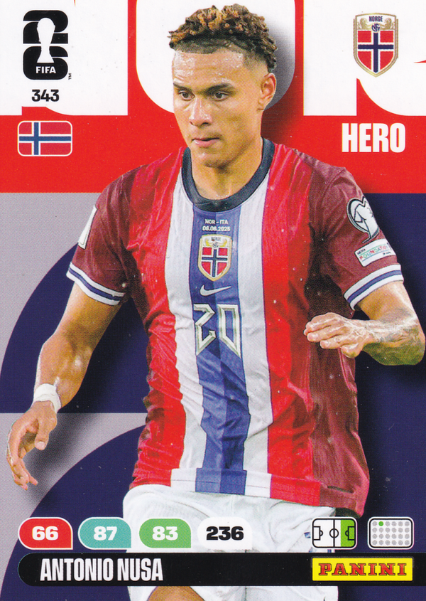 Antonio Nusa - Norwegen - Panini WM 2026 - Hero - Nr. 343