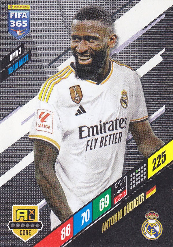 Antonio Rüdiger / Real Madrid / Panini Fifa 365 Jahr 2024 / Basis Karte Icon Core / Nr.RMA 3