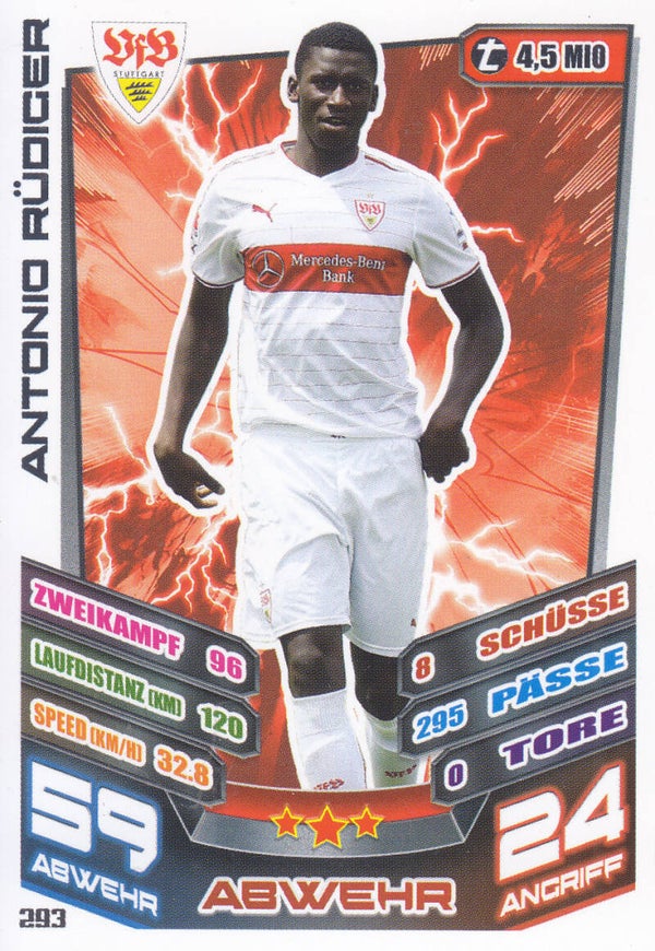 Antonio Rüdiger / VFB Stuttgart / Topps Match Attax 2013 / Basis Karte / Nr. 293