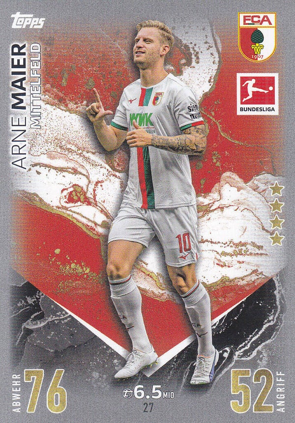 Arne Maier / FC Augsburg / Topps Match Attax 2023 / Basis Karte Nr.27