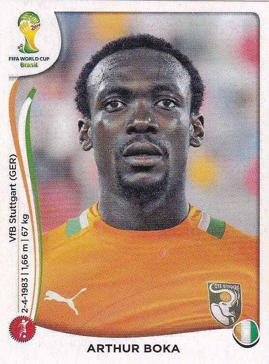 Arthur Boka - Elfenbeinküste - Panini WM 2014 - Basis Bild - Nr. 228