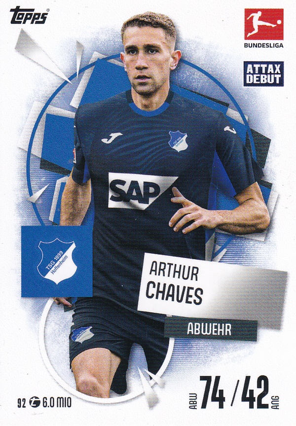 Arthur Chaves - TSG Hoffenheim - Topps Match Attax 2025 - Attax Debüt - Nr. 92