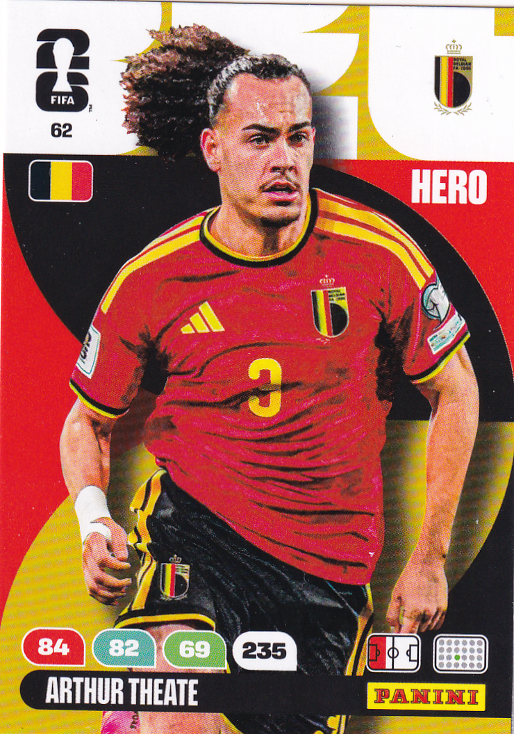 Arthur Theate - Belgien - Panini WM 2026 - Hero - Nr. 62