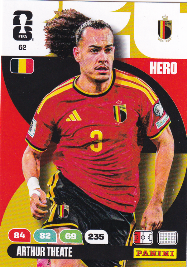 Arthur Theate - Belgien - Panini WM 2026 - Hero - Nr. 62
