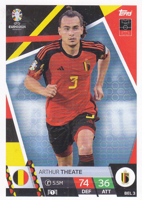 Arthur Theate / Belgien / Topps EM 2024 / Basis Karte / Nr. BEL 3