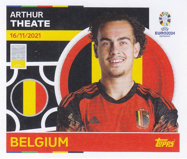Arthur Theate / Belgien / Topps EM 2024 / Basis Bild / Nr. BEL 8