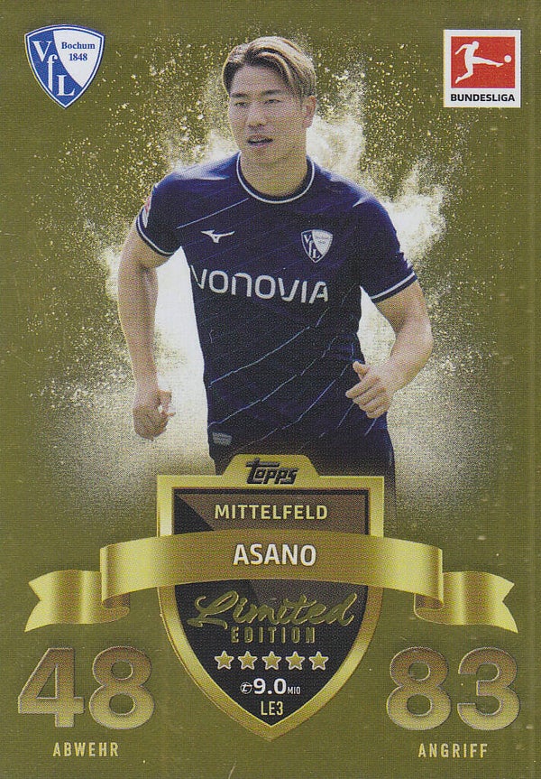 Takuma Asano / VFL Bochum / Topps Match Attax 2023 / Limitierte Auflage / Nr. LE3