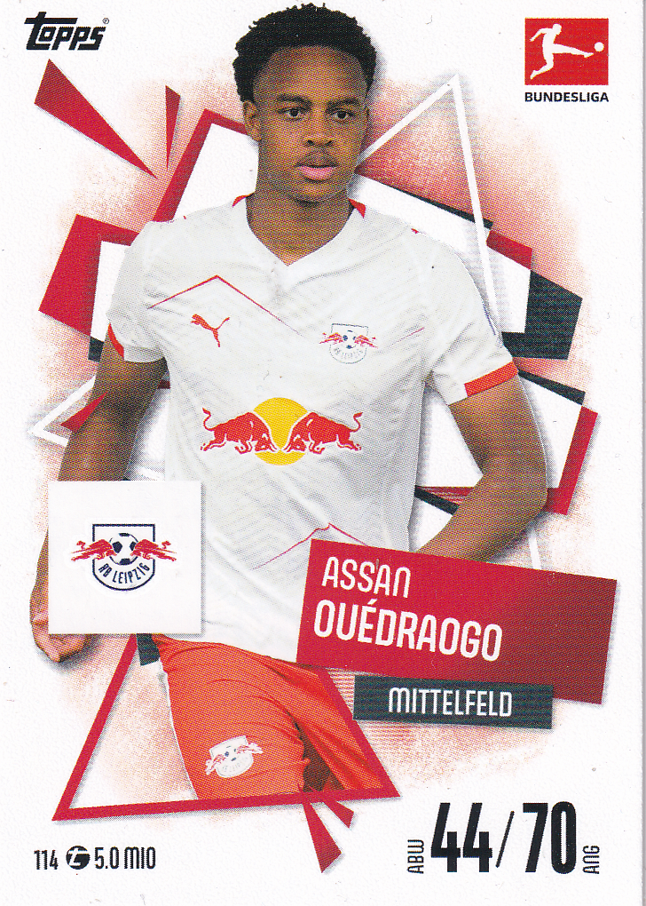 Assan Ouedraogo - RB Leipzig - Topps Match Attax 2025 - Basis Karte - Nr. 114