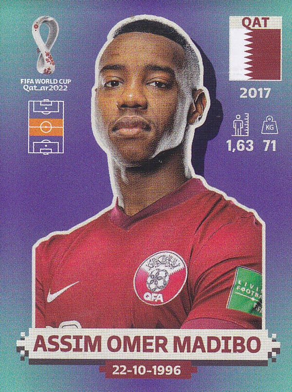 Assim Omer Madibo / Qatar / Panini WM 2022 / Basis Bild / Nr. QAT 14