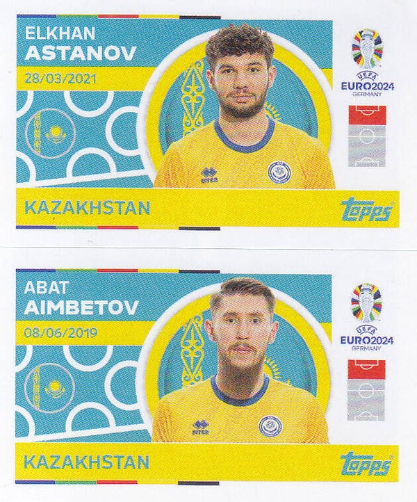 Elkhan Astanov & Abat Aimbetov / Kasachstan / Topps EM 2024 / Basis Doppelbild /KAZ 12 KAZ 13