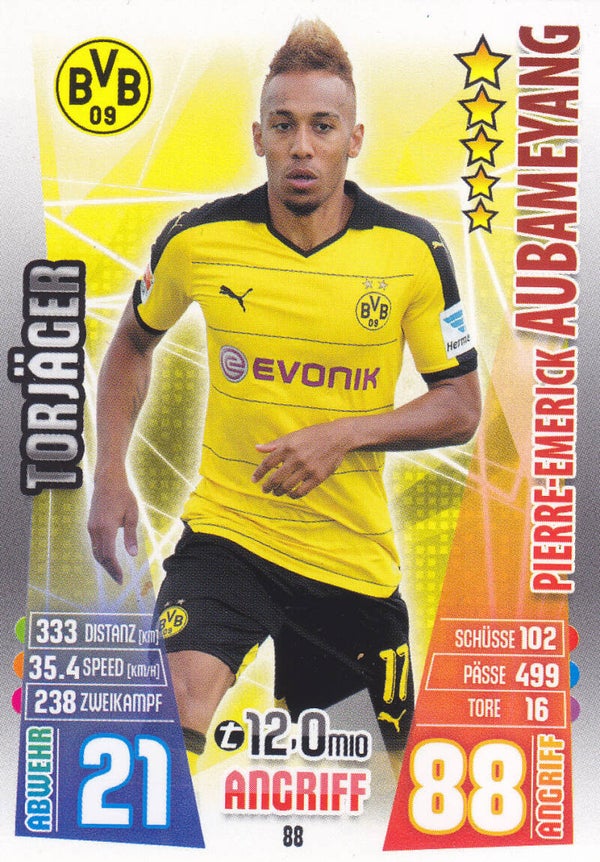 Pierre Emerick Aubameyang / Borussia Dortmund / Topps Match Attax 2015 / Torjäger / Nr.88