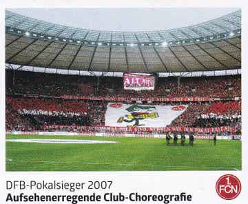 Aufsehenerregende Club Choreografie / Panini 125 Jahre 1.FC Nürnberg / DFB-Pokaslsieger 2007 / Nr. 173