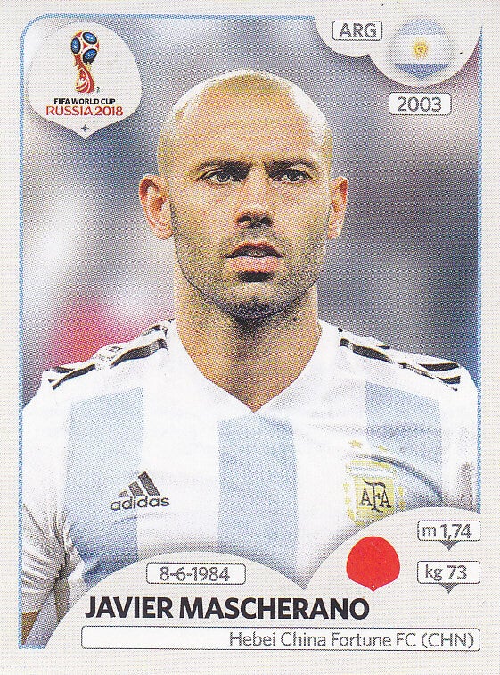 Javier Mascherano - Argentinien - Panini WM 2018 - Basis Bild - Nr. 277