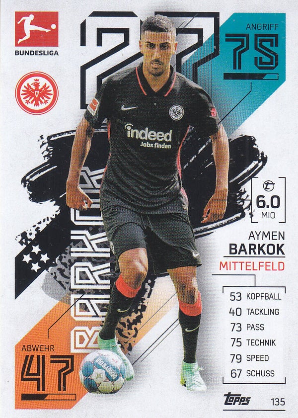 Aymen Barkok / Eintracht Frankfurt / Topps Match Attax 2021 / Basis Karte / Nr.135